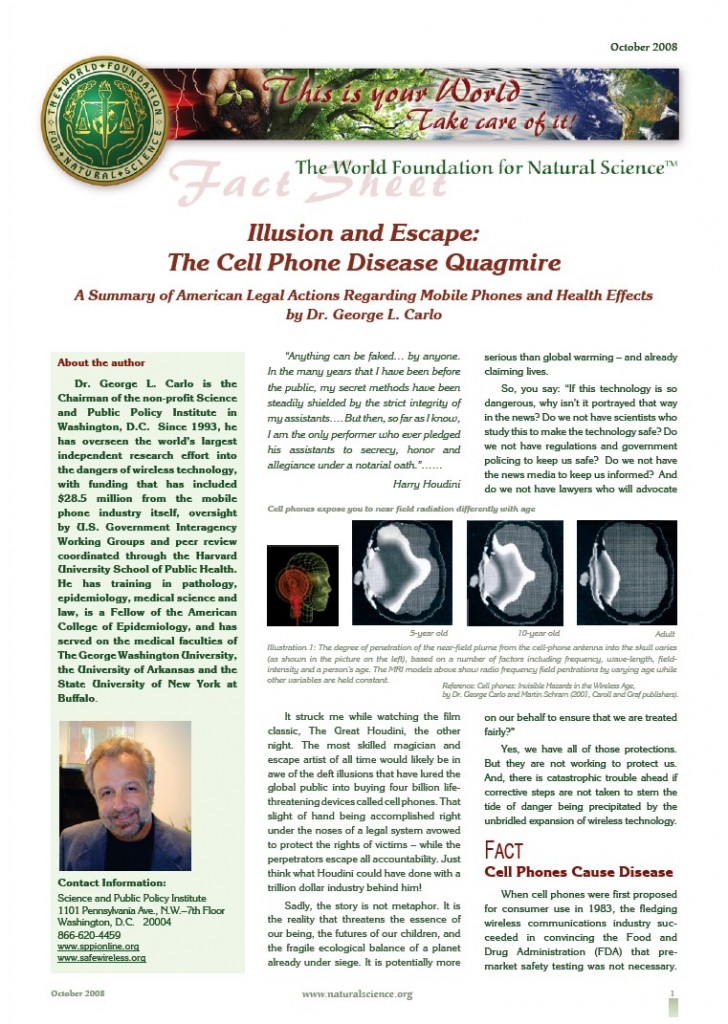 Cover of publication : Fact Sheet: Illusion and Escape – The Cell Phone Disease Quagmire