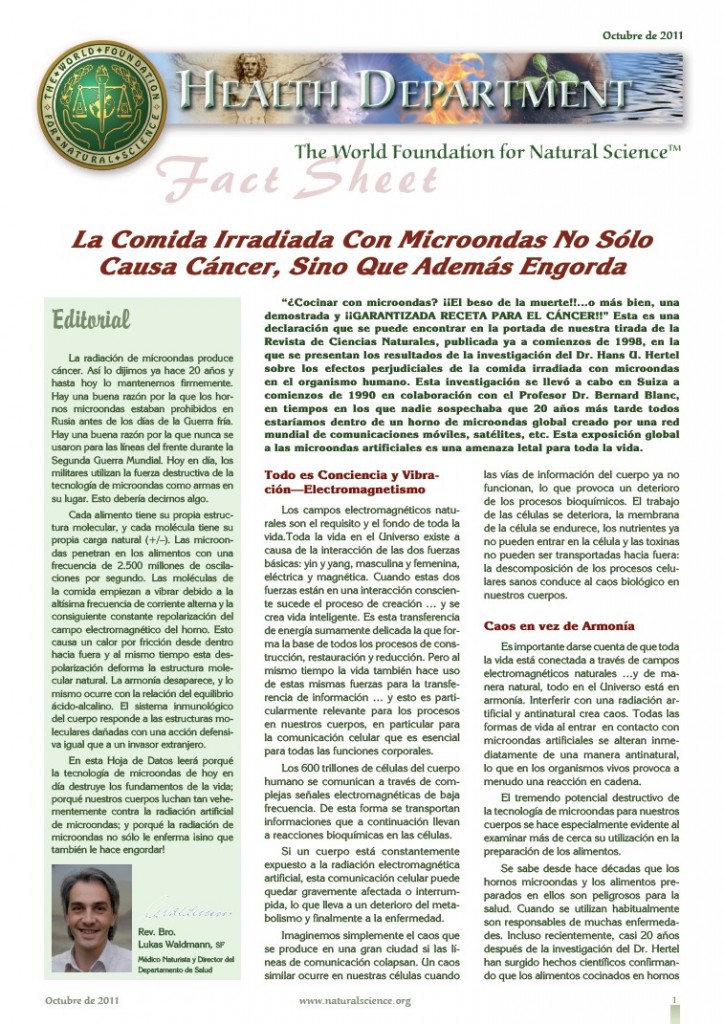 Portada de la publicación: Fact Sheet: La Comida Irradiada Con Microondas No Sólo Causa Cáncer, Sino Que Además Engorda