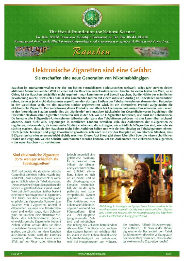 Titelblatt der Publikation : Elektronische Zigaretten sind eine Gefahr: Sie erschaffen eine neue Generation von Nikotinabhängigen