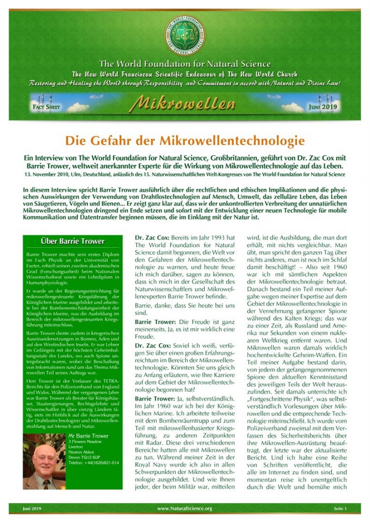 Titelblatt der Publikation : Die Gefahr der Mikrowellentechnologie