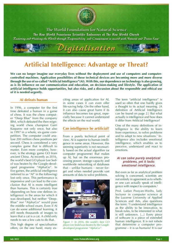 Cover of publication : Artificial Intelligence: Advantage or Threat?