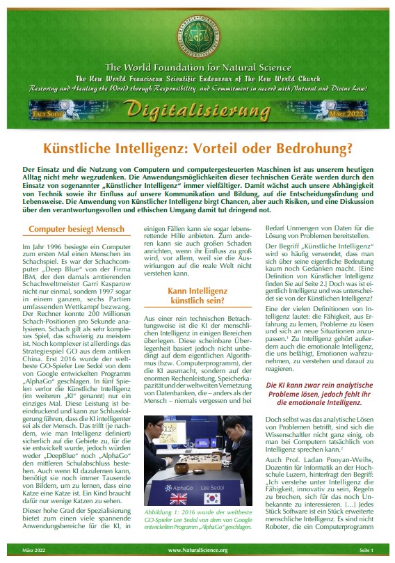 Titelblatt der Publikation : Künstliche Intelligenz: Vorteil oder Bedrohung?