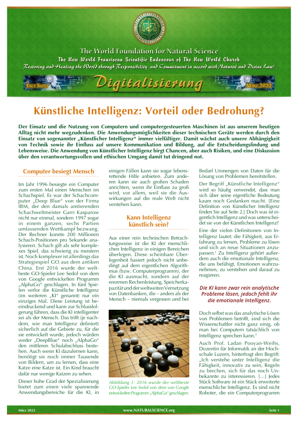Titelblatt der Publikation : Künstliche Intelligenz: Vorteil oder Bedrohung?