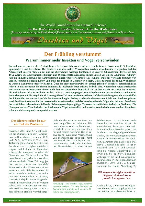 Titelblatt der Publikation : Der Frühling verstummt: Warum immer mehr Insekten und Vögel verschwinden